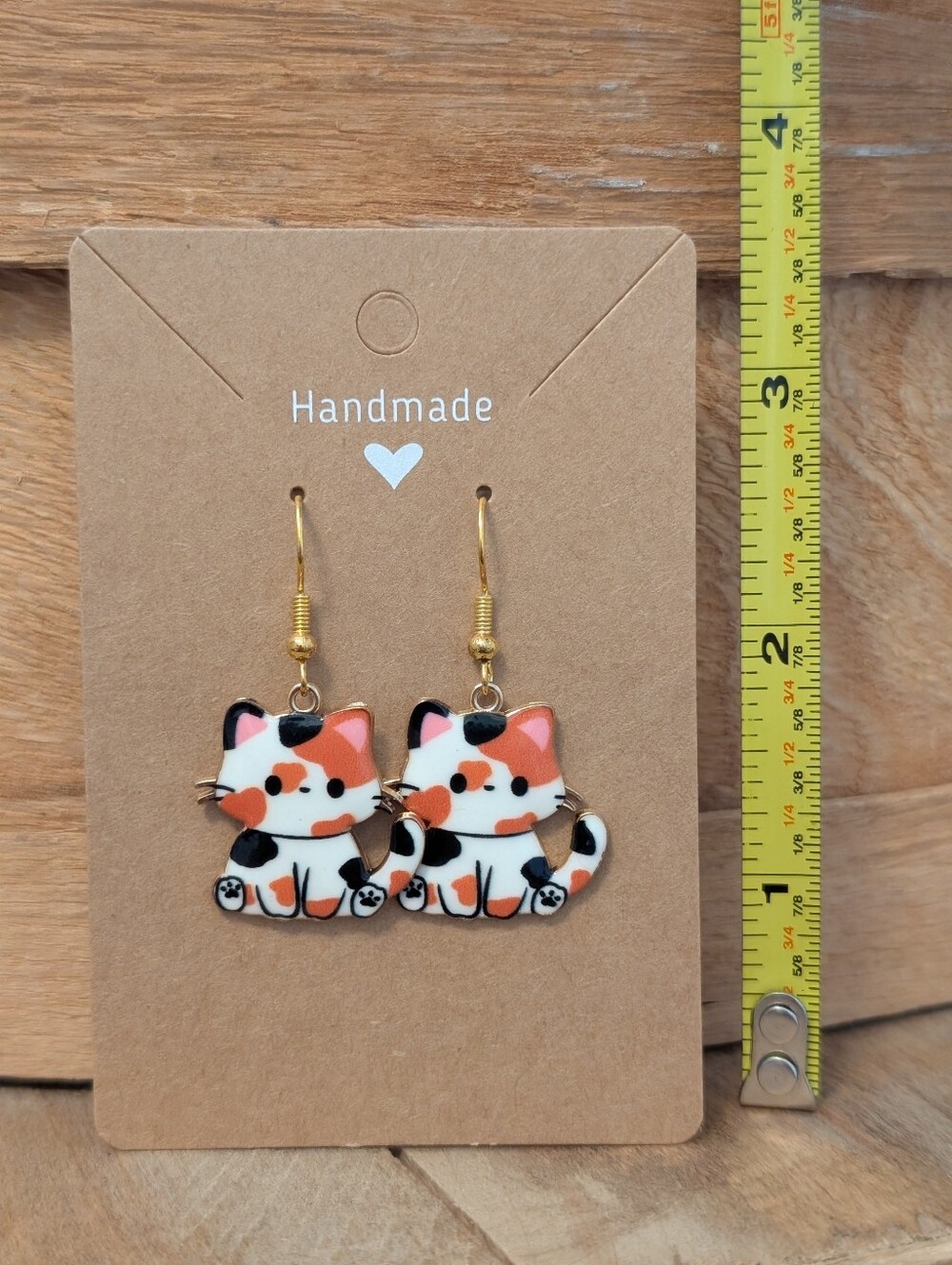Cat Enamel Metal Earrings NEW
